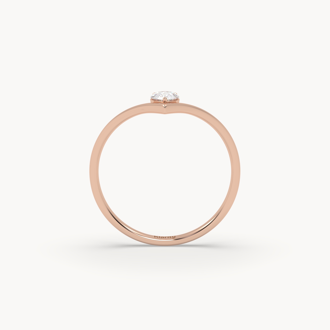 18k rose gold  v shaped oval diamond engagement solitaire ring