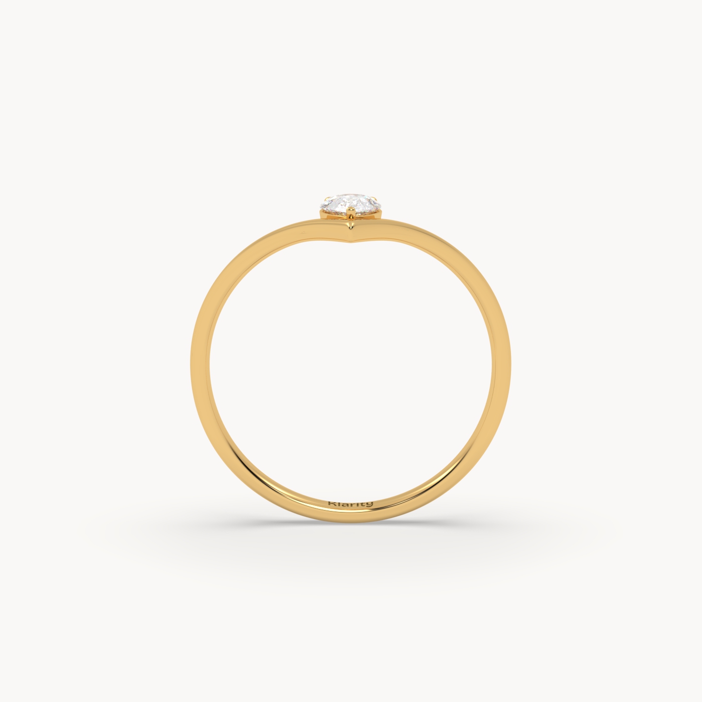 18k yellow gold  v shaped oval diamond engagement solitaire ring