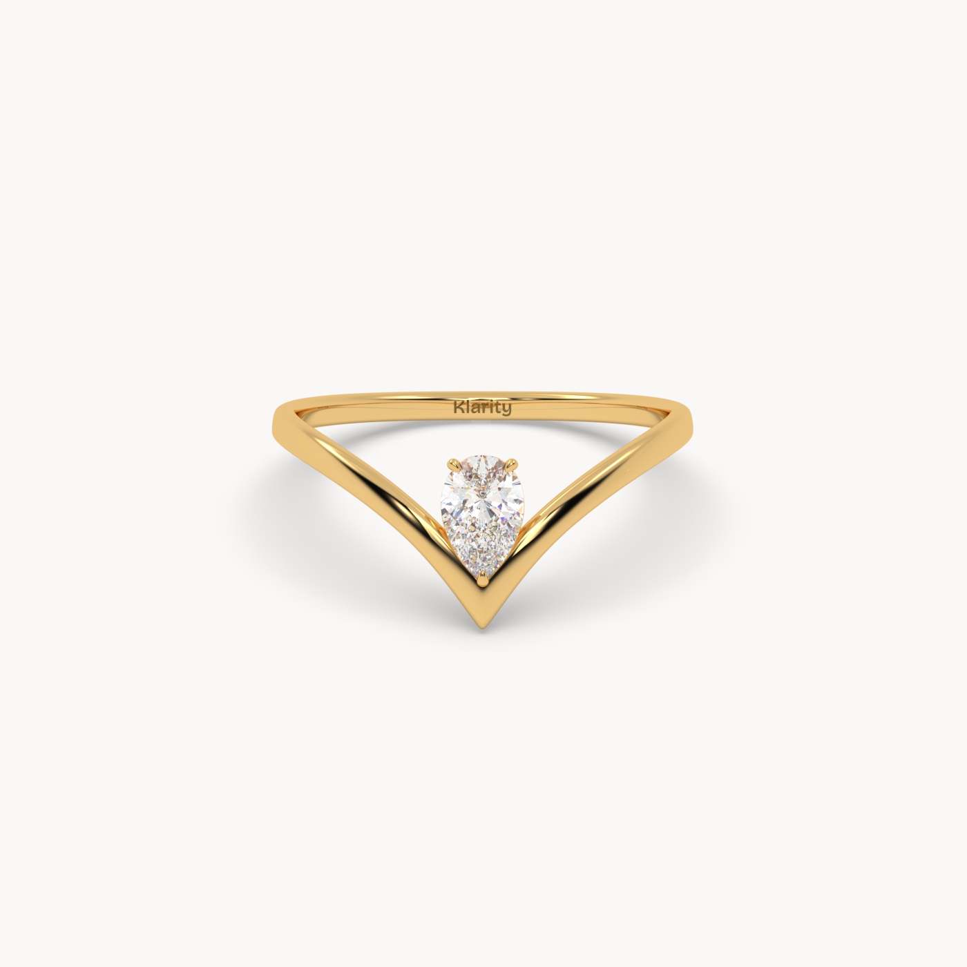 18k rose gold  v shaped oval diamond engagement solitaire ring Photos & images