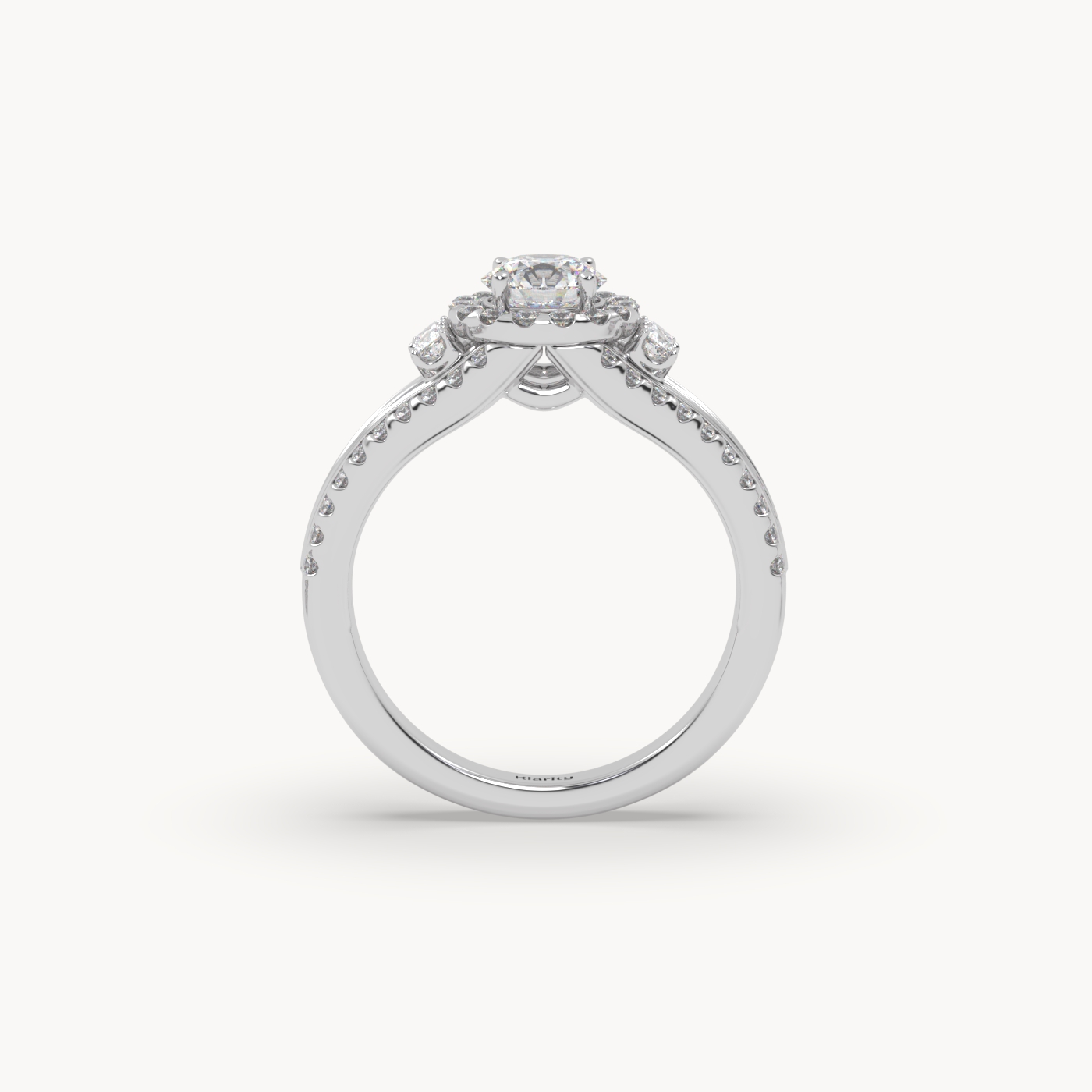 18k white gold  halo round diamond split-shank engagement ring – 1ct centre mount