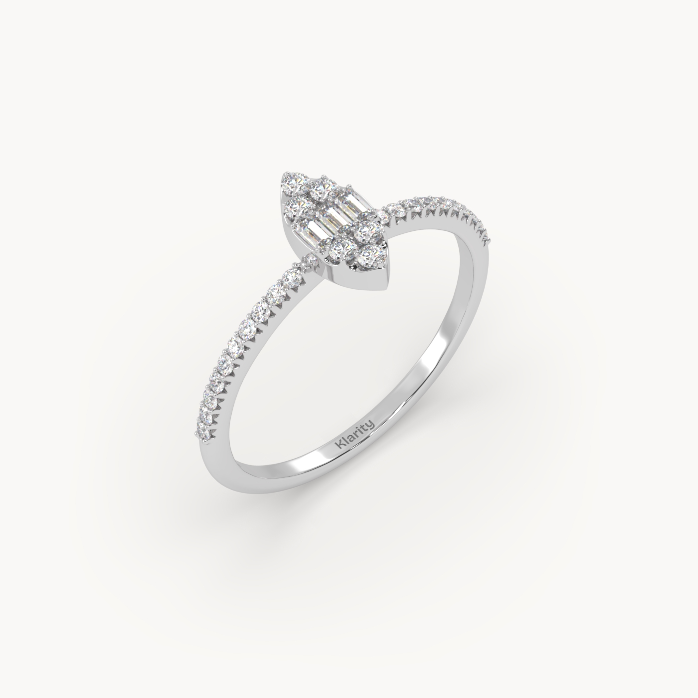 18k white gold  3 stone baguette cut diamond engagement ring