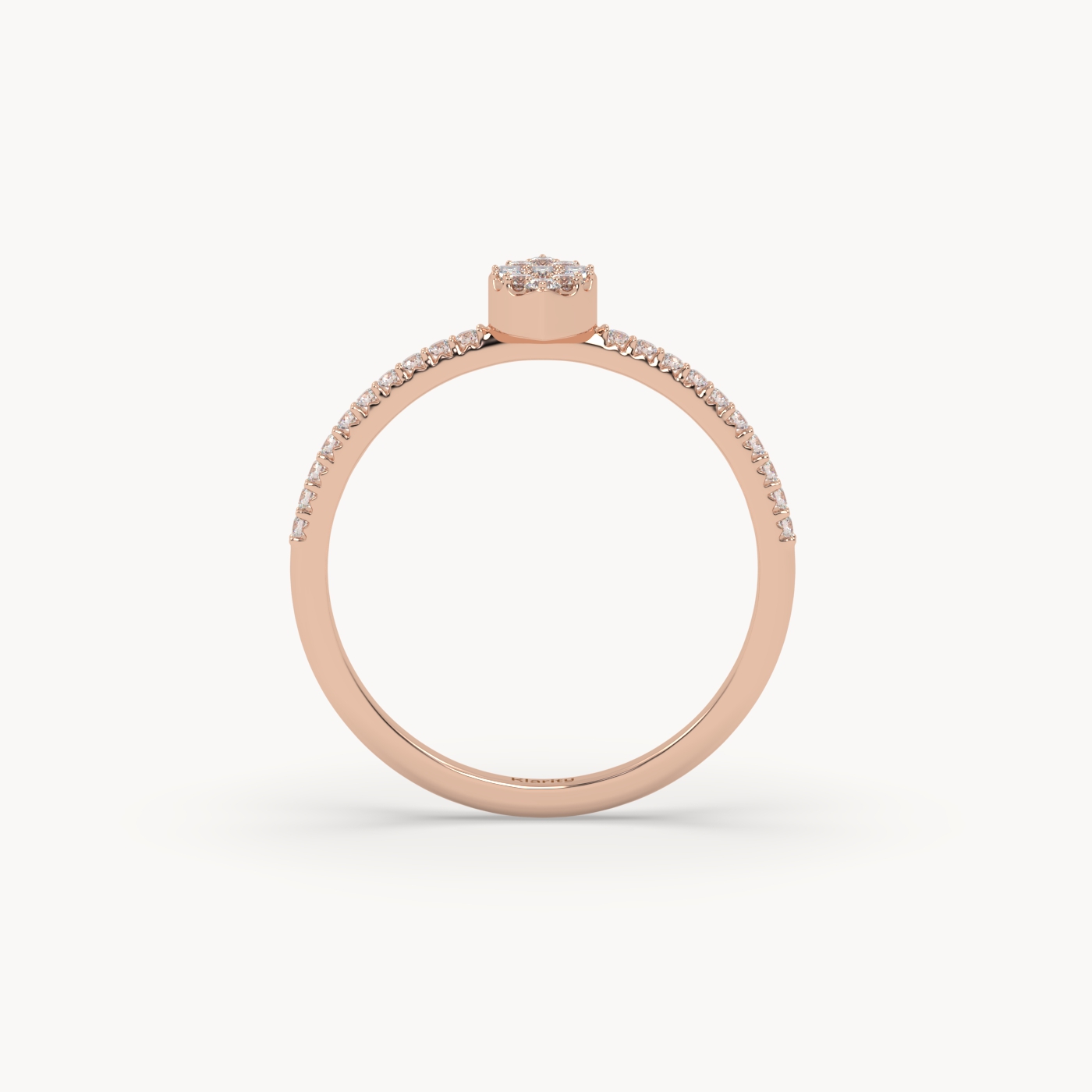 18k rose gold  3 stone baguette cut diamond engagement ring