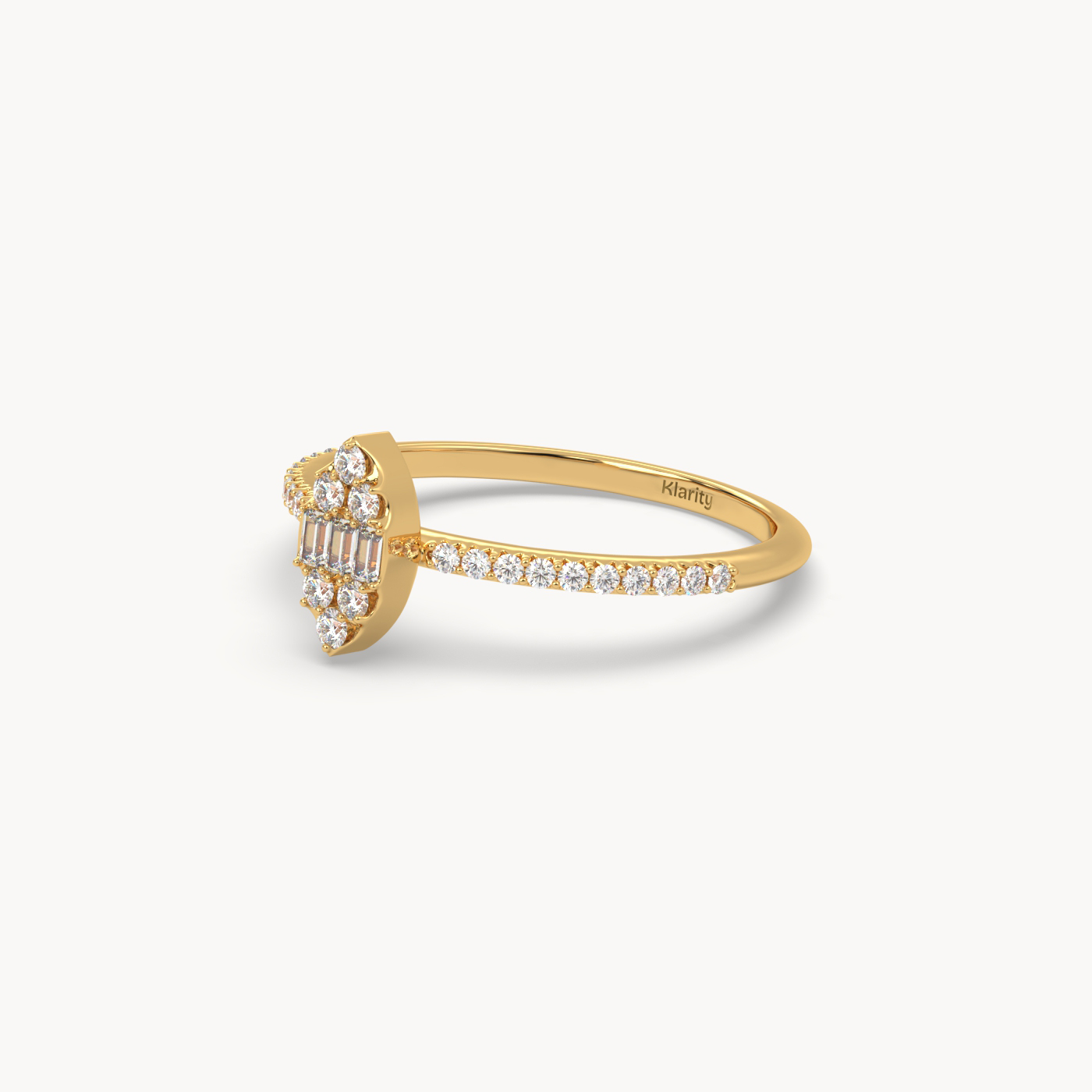 18k yellow gold  3 stone baguette cut diamond engagement ring