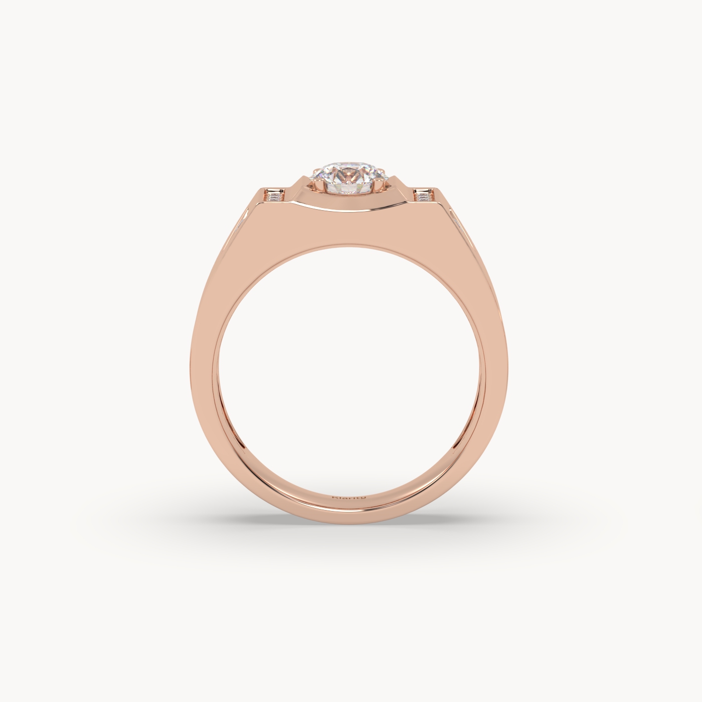 18k rose gold  geometric diamond engagement ring – round centre with side accents