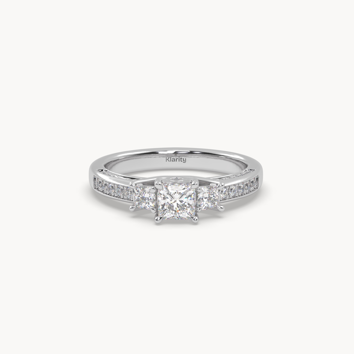 18k rose gold  princess cut sidestone diamond engagement ring – elegant multi-stone bridal ring Photos & images