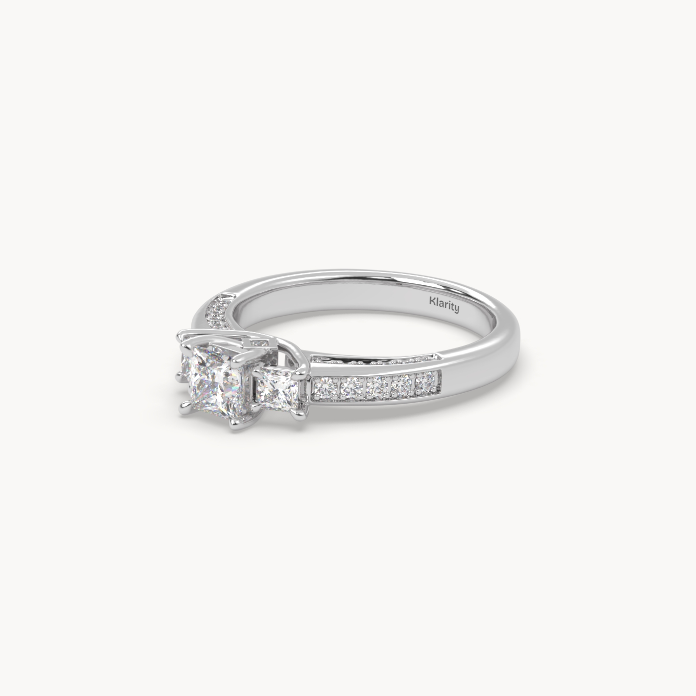 pt platinum  princess cut sidestone diamond engagement ring – elegant multi-stone bridal ring