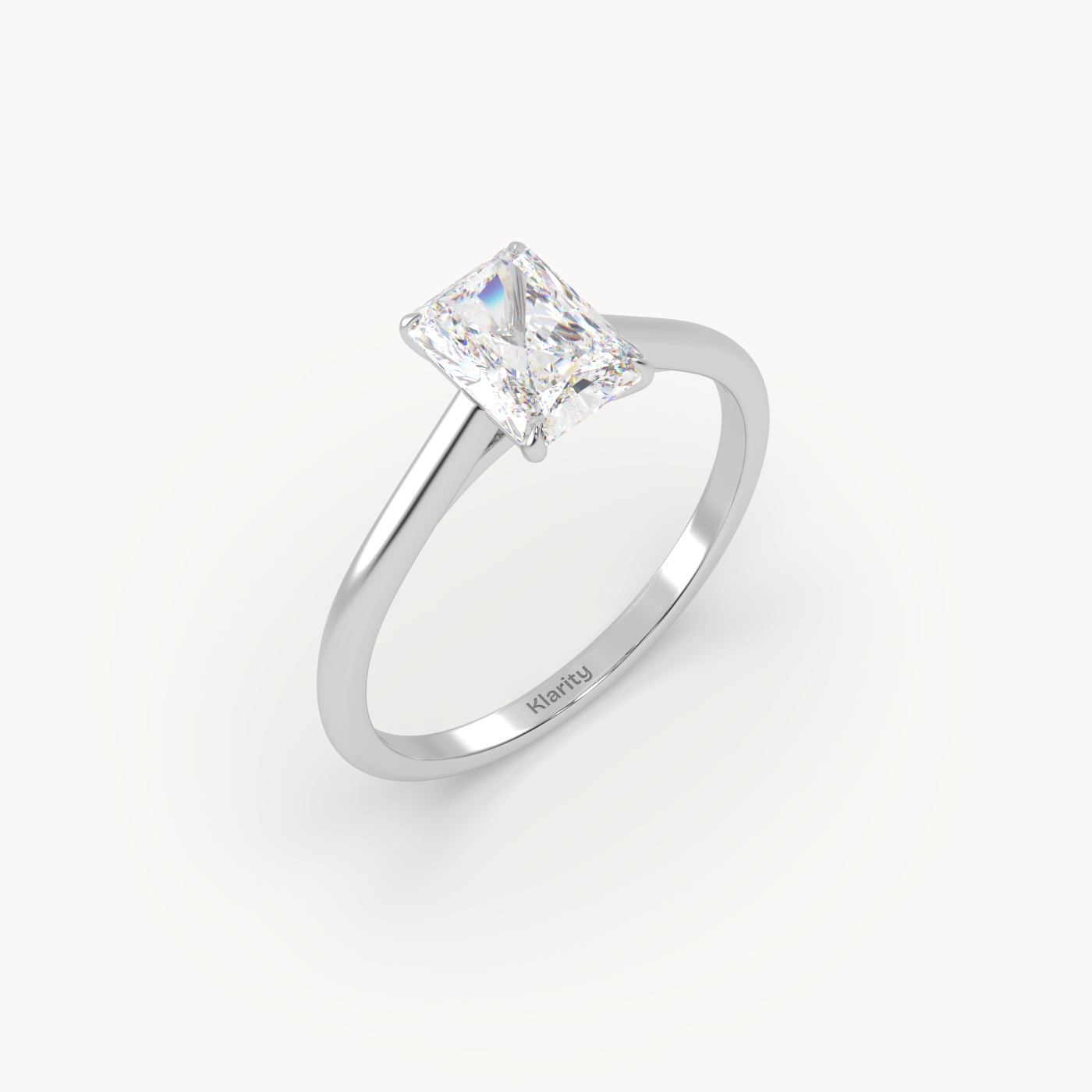 18k white gold  3.00 carat radiant cut diamond solitaire ring – brilliant geometry