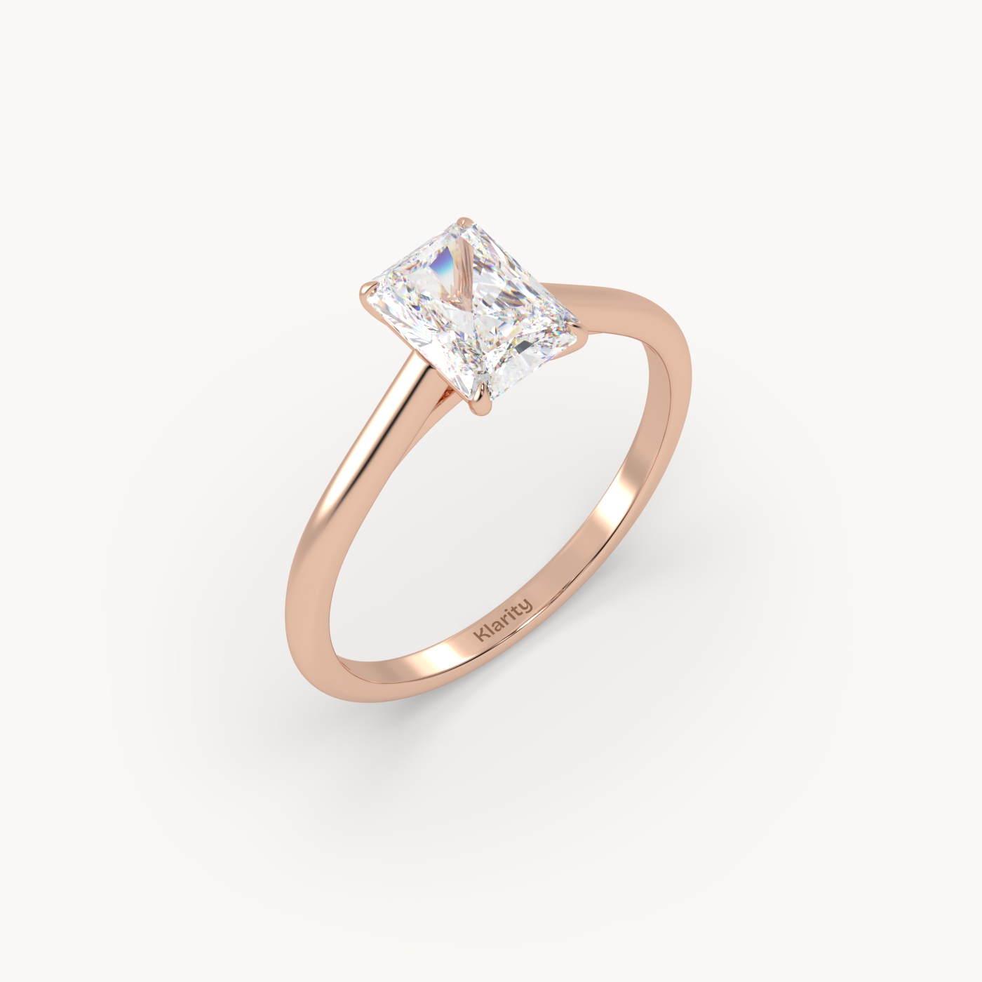 18k rose gold  3.00 carat radiant cut diamond solitaire ring – brilliant geometry