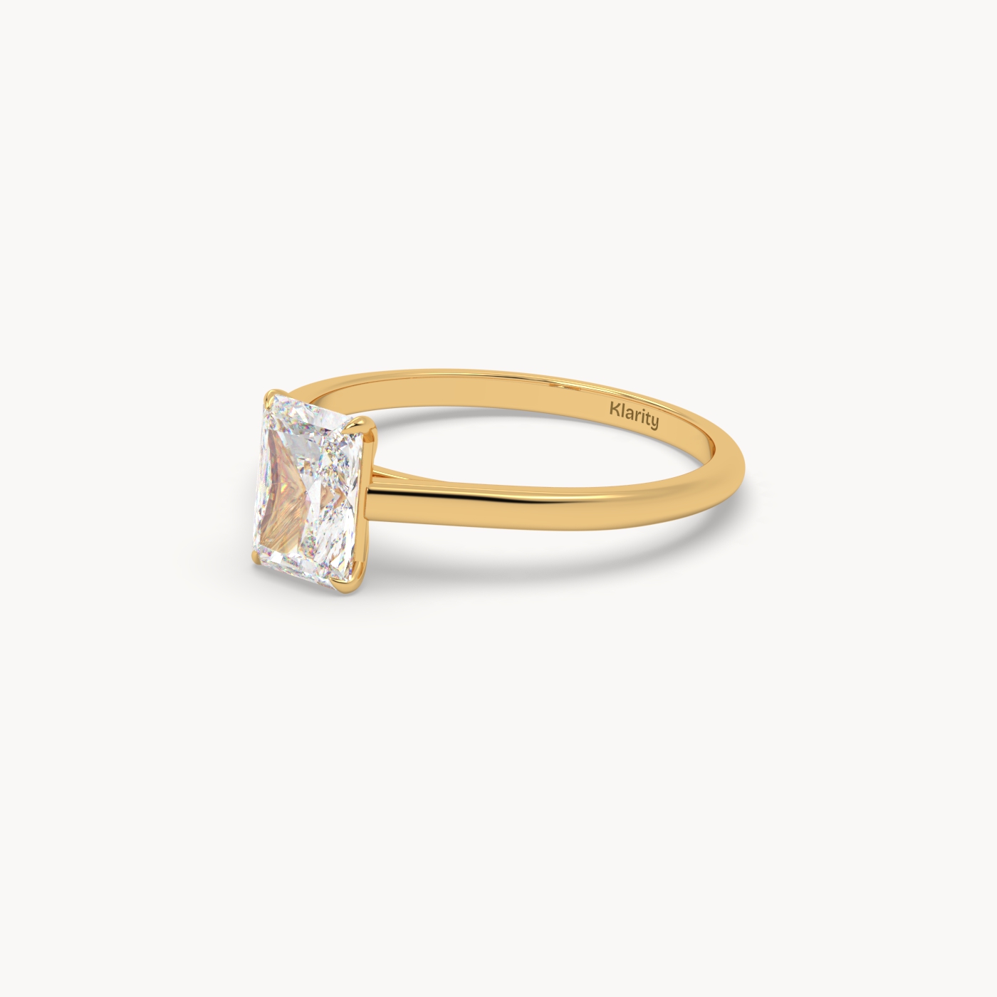 18k yellow gold  3.00 carat radiant cut diamond solitaire ring – brilliant geometry