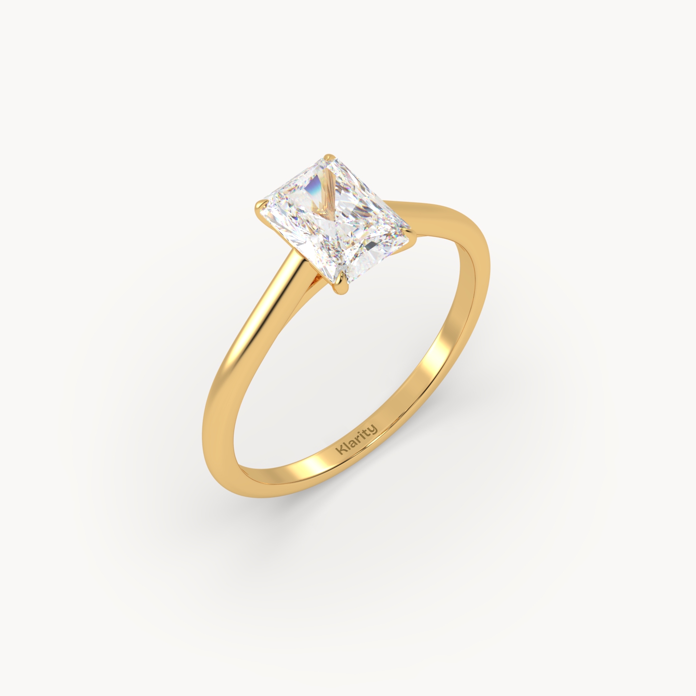 18k yellow gold  3.00 carat radiant cut diamond solitaire ring – brilliant geometry