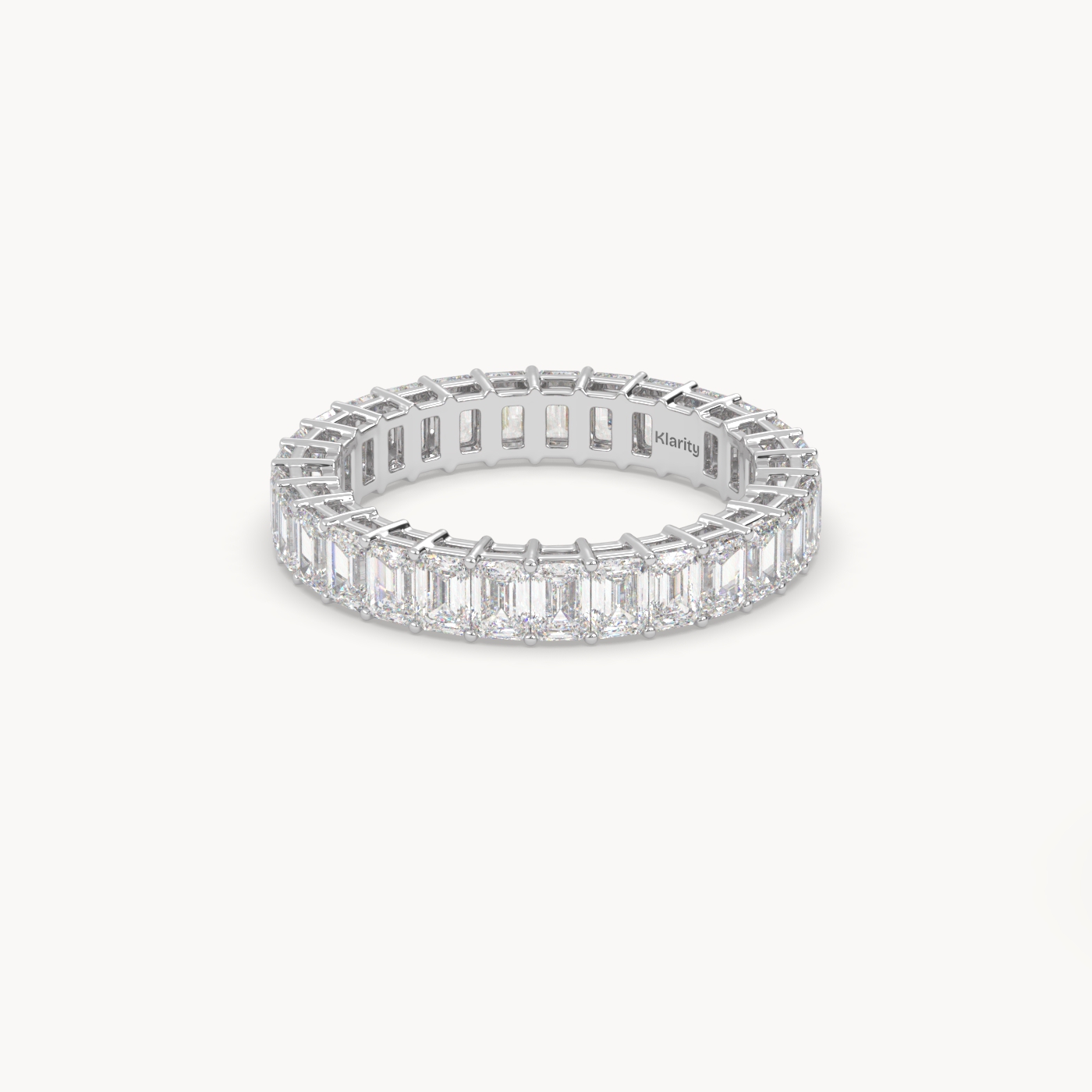 18K White Gold  Emerald Cut Diamond Full Eternity Ring – 2.97 Tcw | Timeless Statement Band
