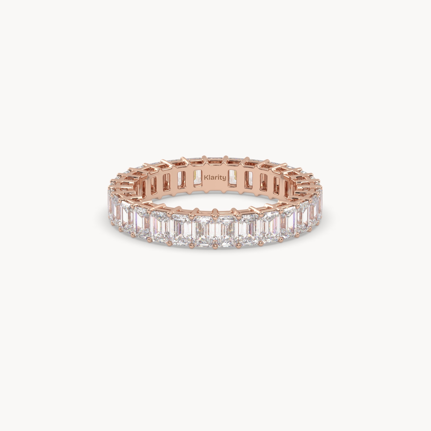 18k rose gold  emerald cut diamond full eternity ring – 2.97 tcw | timeless statement band