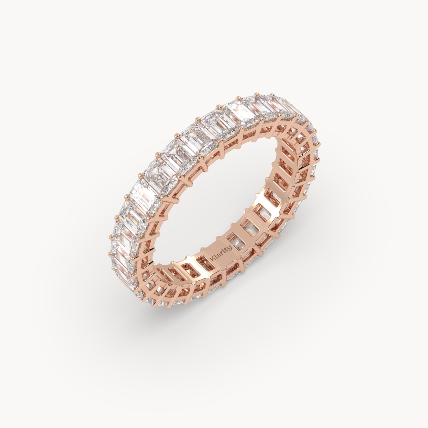 18k rose gold  emerald cut diamond full eternity ring – 2.97 tcw | timeless statement band