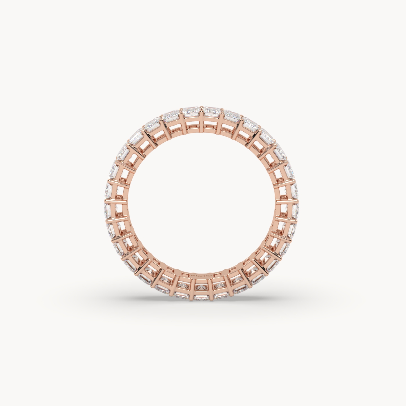 18k rose gold  emerald cut diamond full eternity ring – 2.97 tcw | timeless statement band
