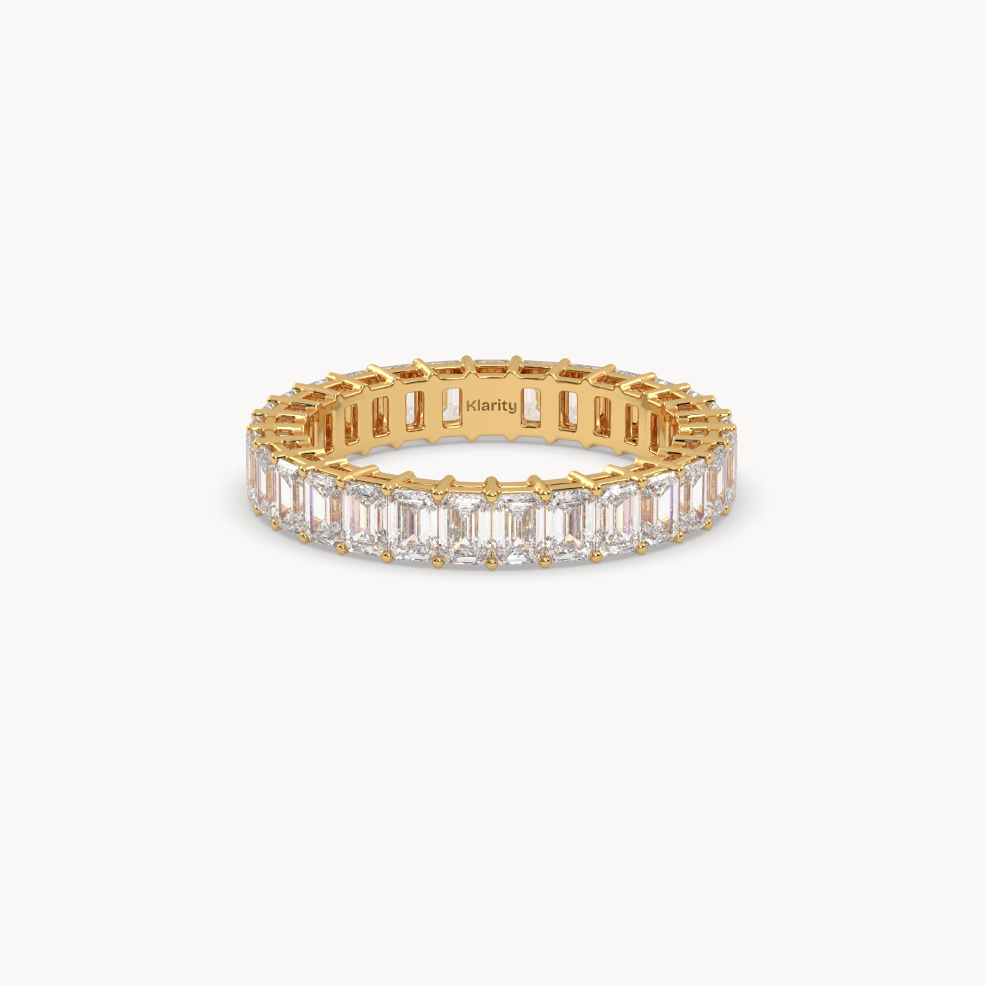 18k yellow gold  emerald cut diamond full eternity ring – 2.97 tcw | timeless statement band