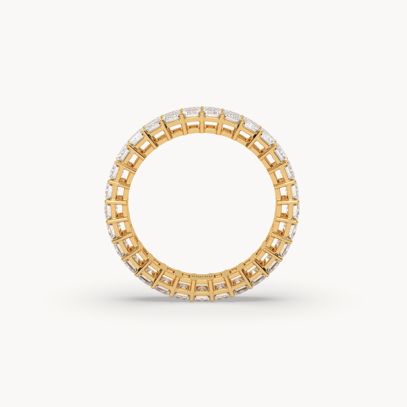 18k yellow gold  emerald cut diamond full eternity ring – 2.97 tcw | timeless statement band