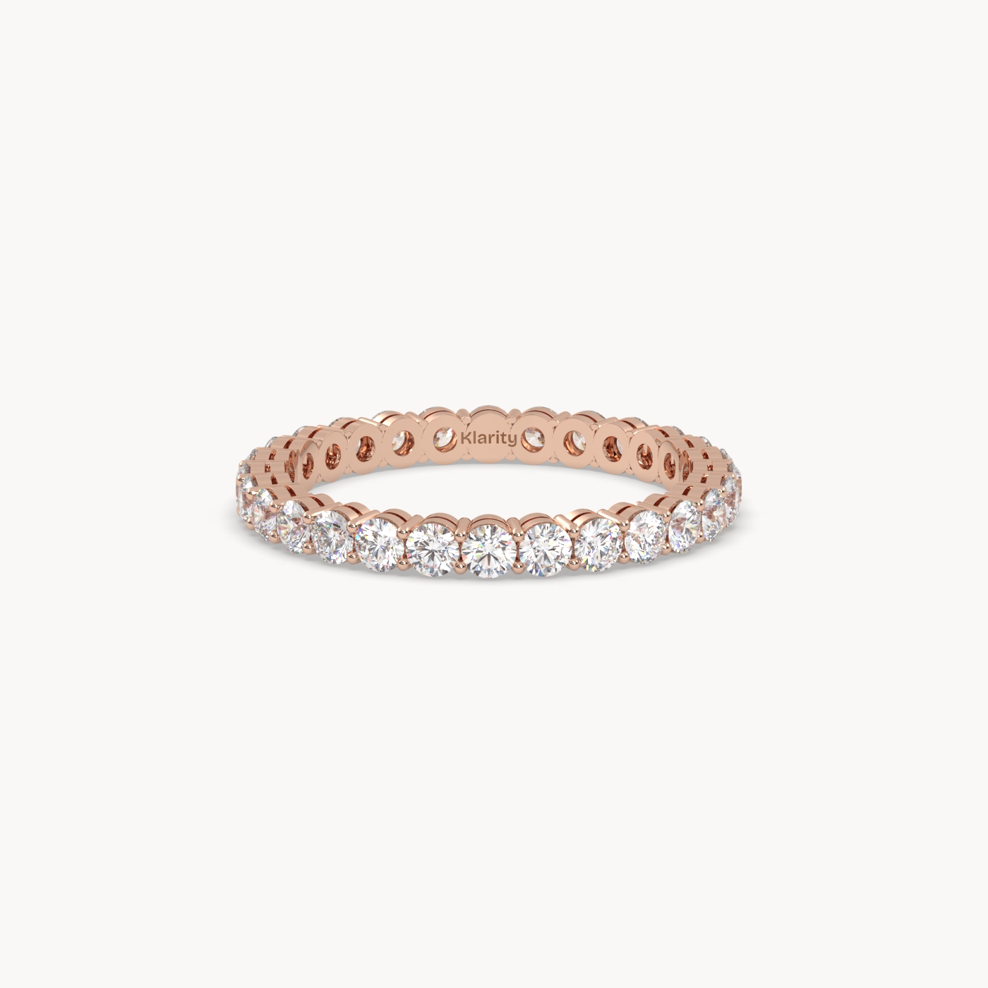 18k rose gold  round brilliant diamond full eternity ring – 1.12 tcw classic pavé band
