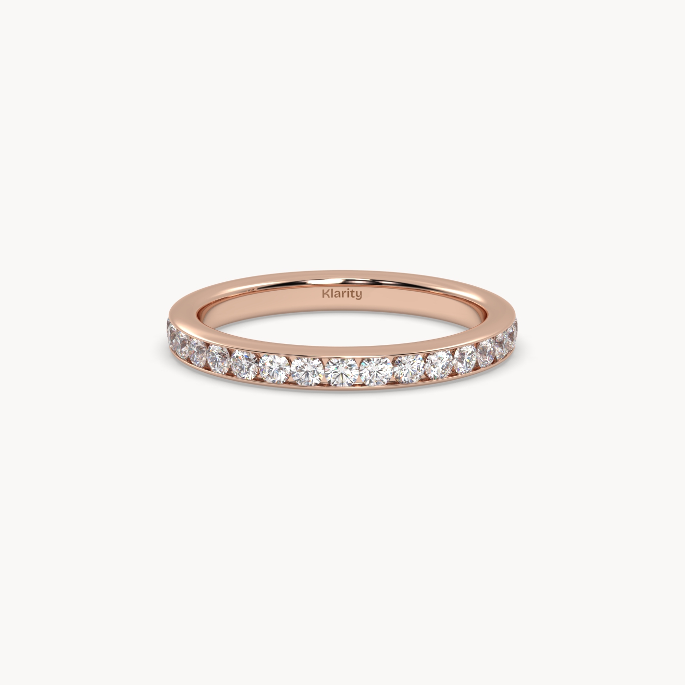 18k rose gold  round diamond full eternity wedding band – 0.96 tcw classic luxury