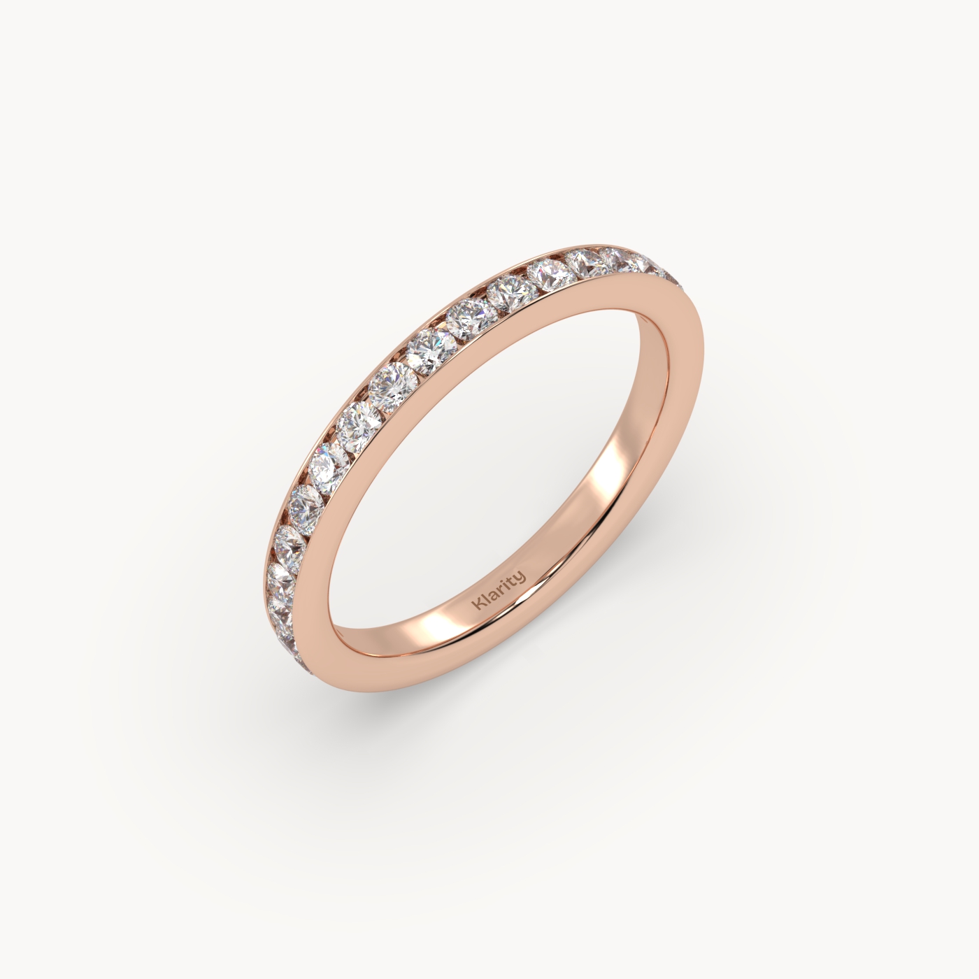 18k rose gold  round diamond full eternity wedding band – 0.96 tcw classic luxury