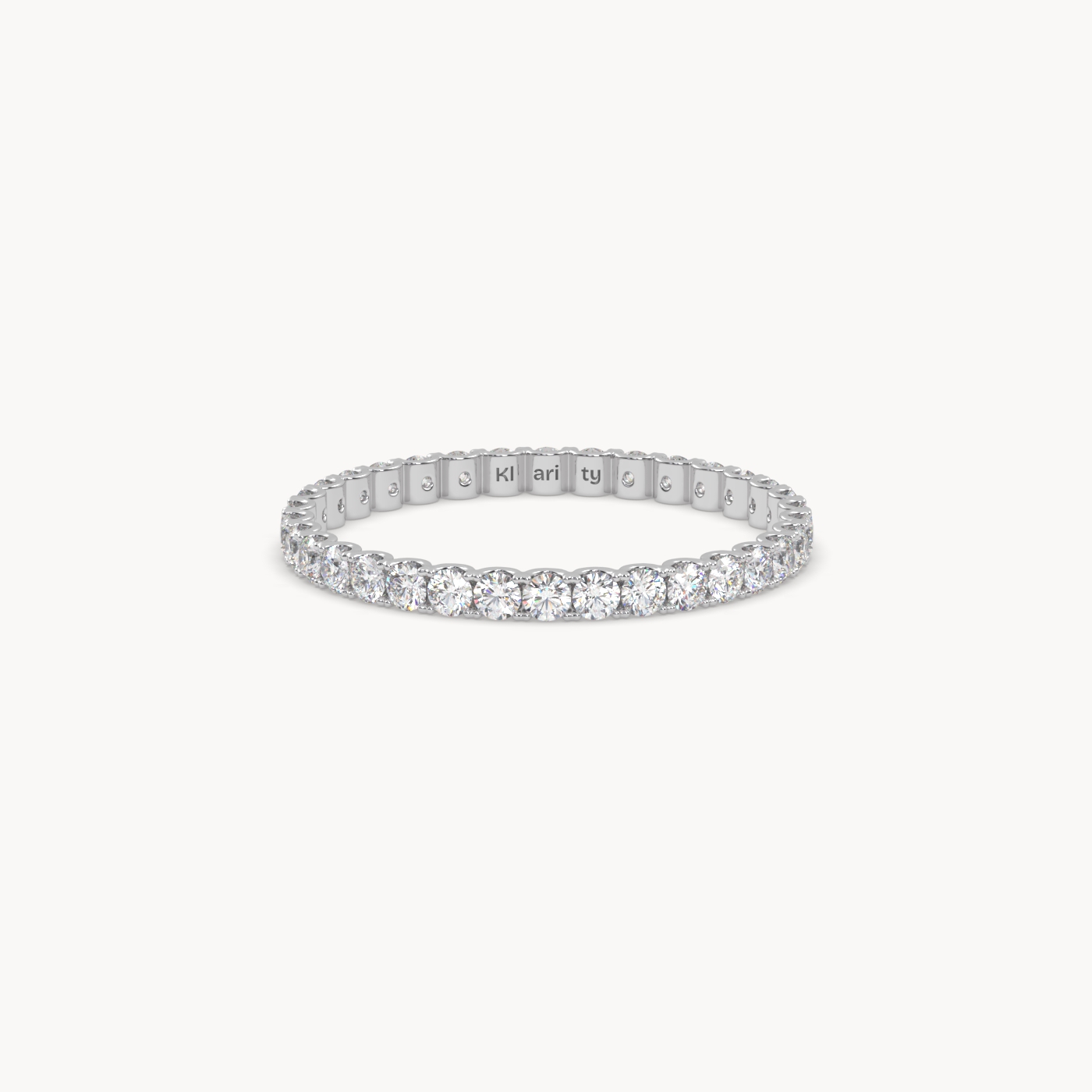 18k white gold  delicate round diamond full eternity ring – 0.74 tcw minimalist wedding band