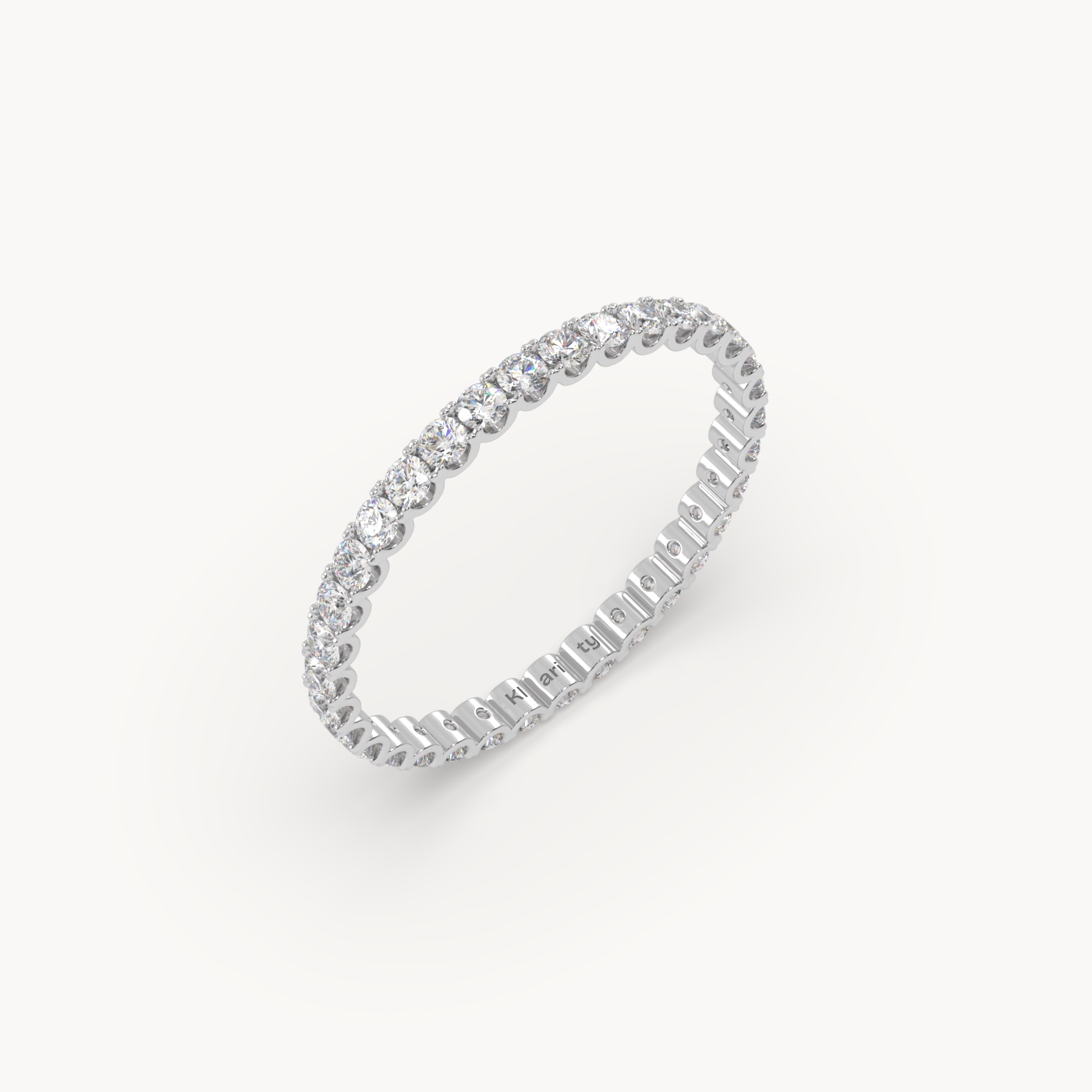 18k white gold  delicate round diamond full eternity ring – 0.74 tcw minimalist wedding band