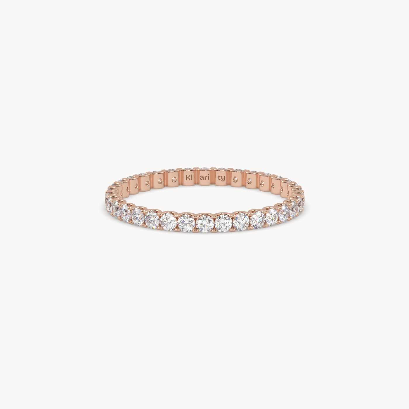 18k rose gold  delicate round diamond full eternity ring – 0.74 tcw minimalist wedding band