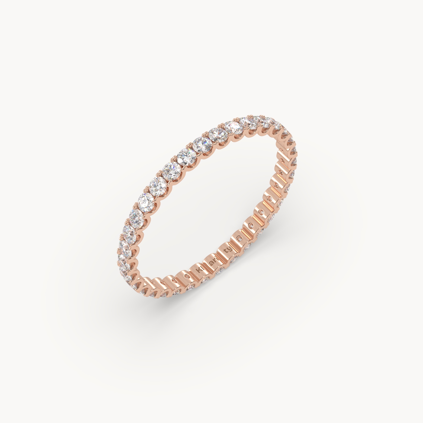 18k rose gold  delicate round diamond full eternity ring – 0.74 tcw minimalist wedding band
