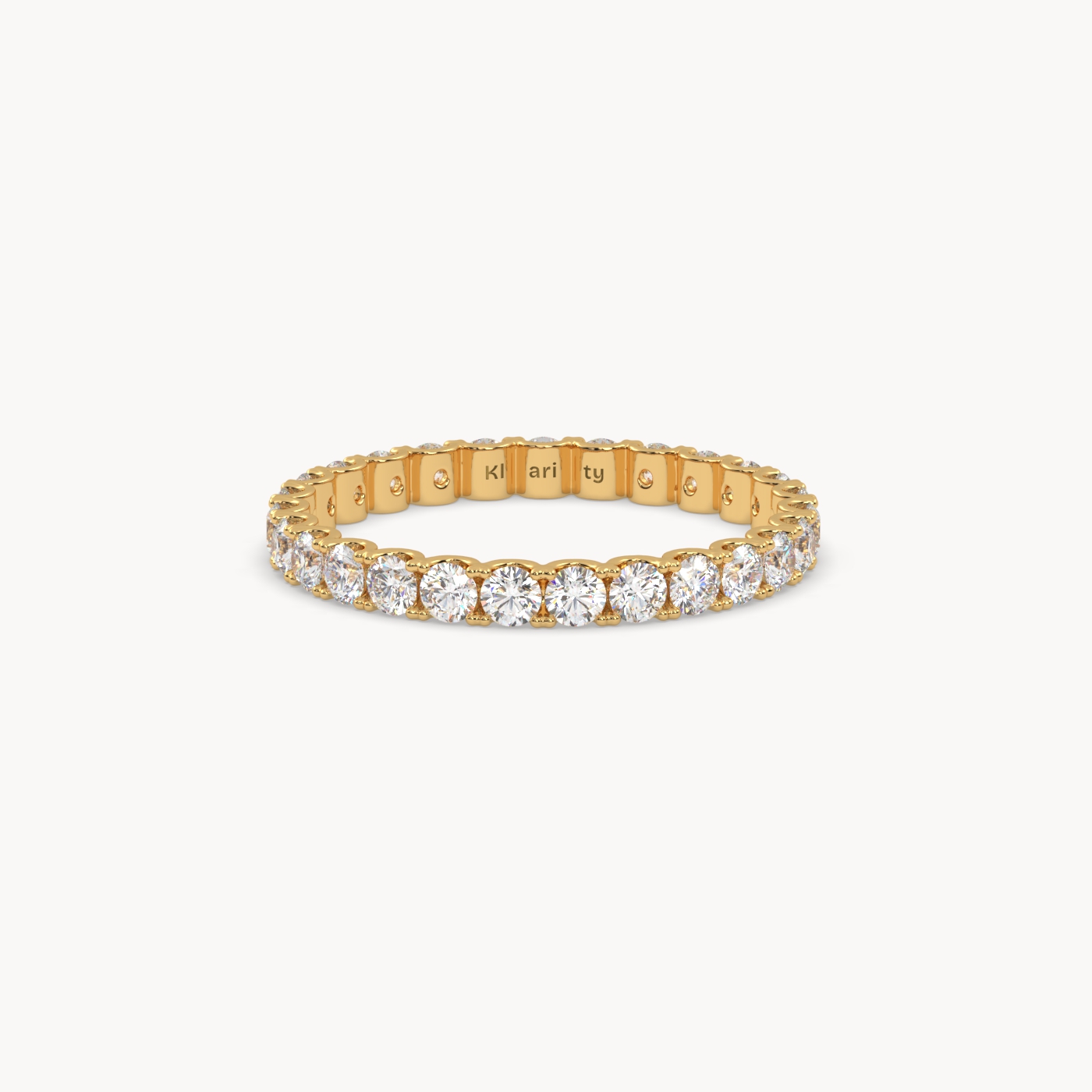 18k yellow gold  bold round diamond full eternity ring – 1.26 tcw statement wedding band