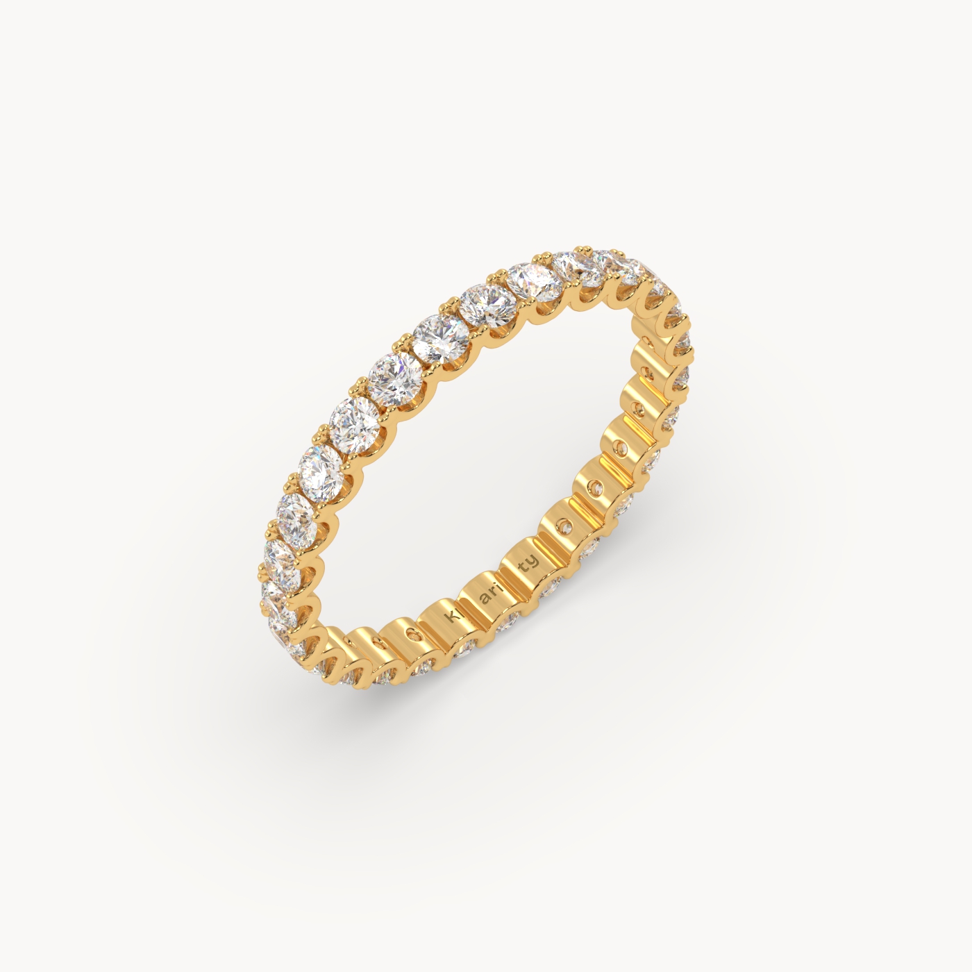 18k yellow gold  bold round diamond full eternity ring – 1.26 tcw statement wedding band