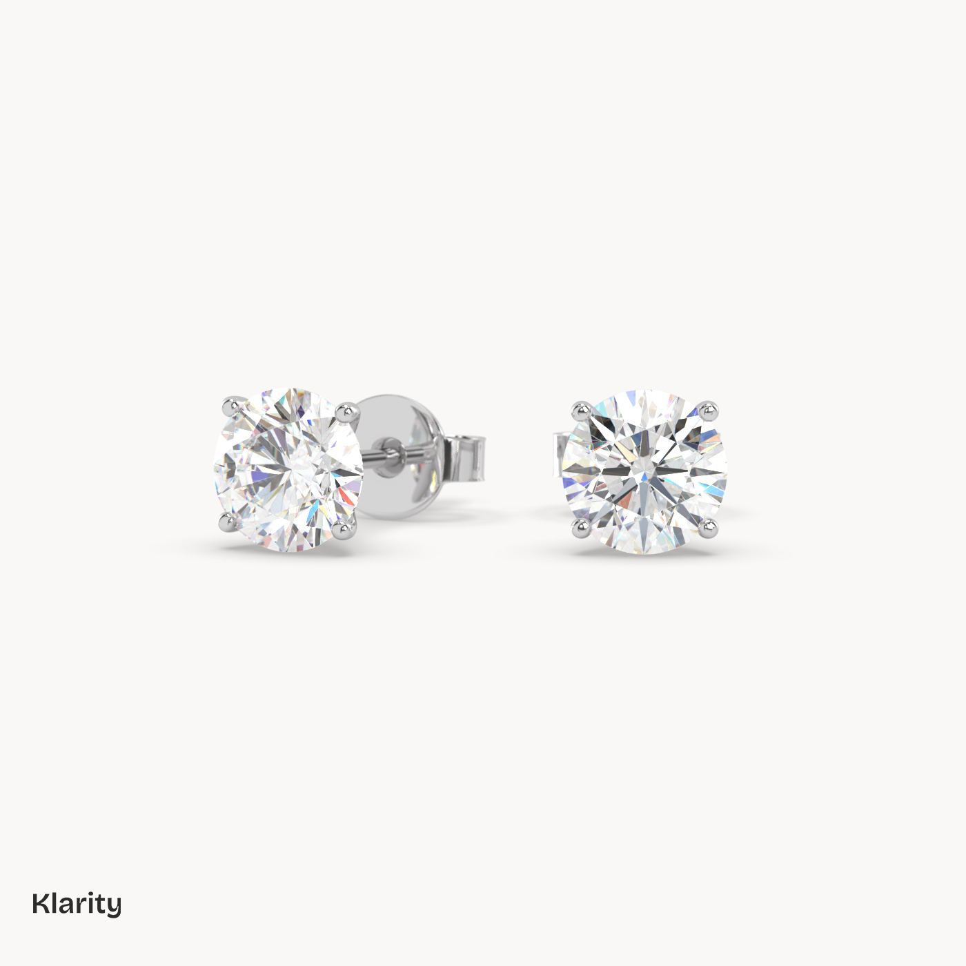 18k white gold  1.00ct total round diamond stud earrings
