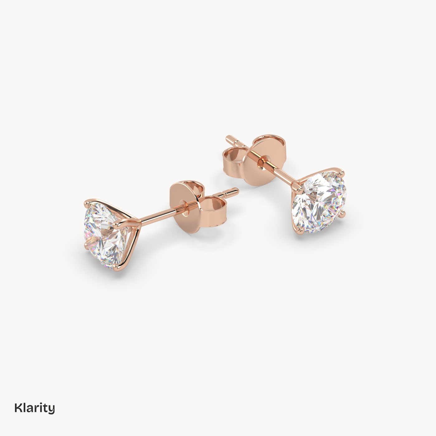 18k rose gold  1.00ct total round diamond stud earrings