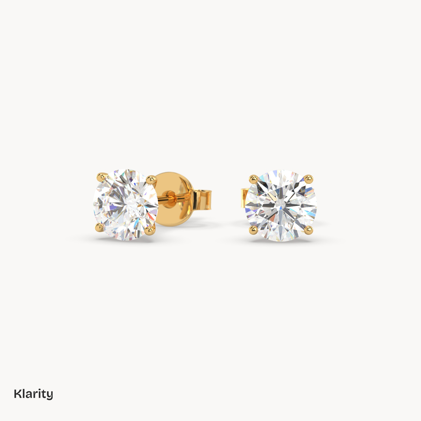 18k yellow gold  1.00ct total round diamond stud earrings