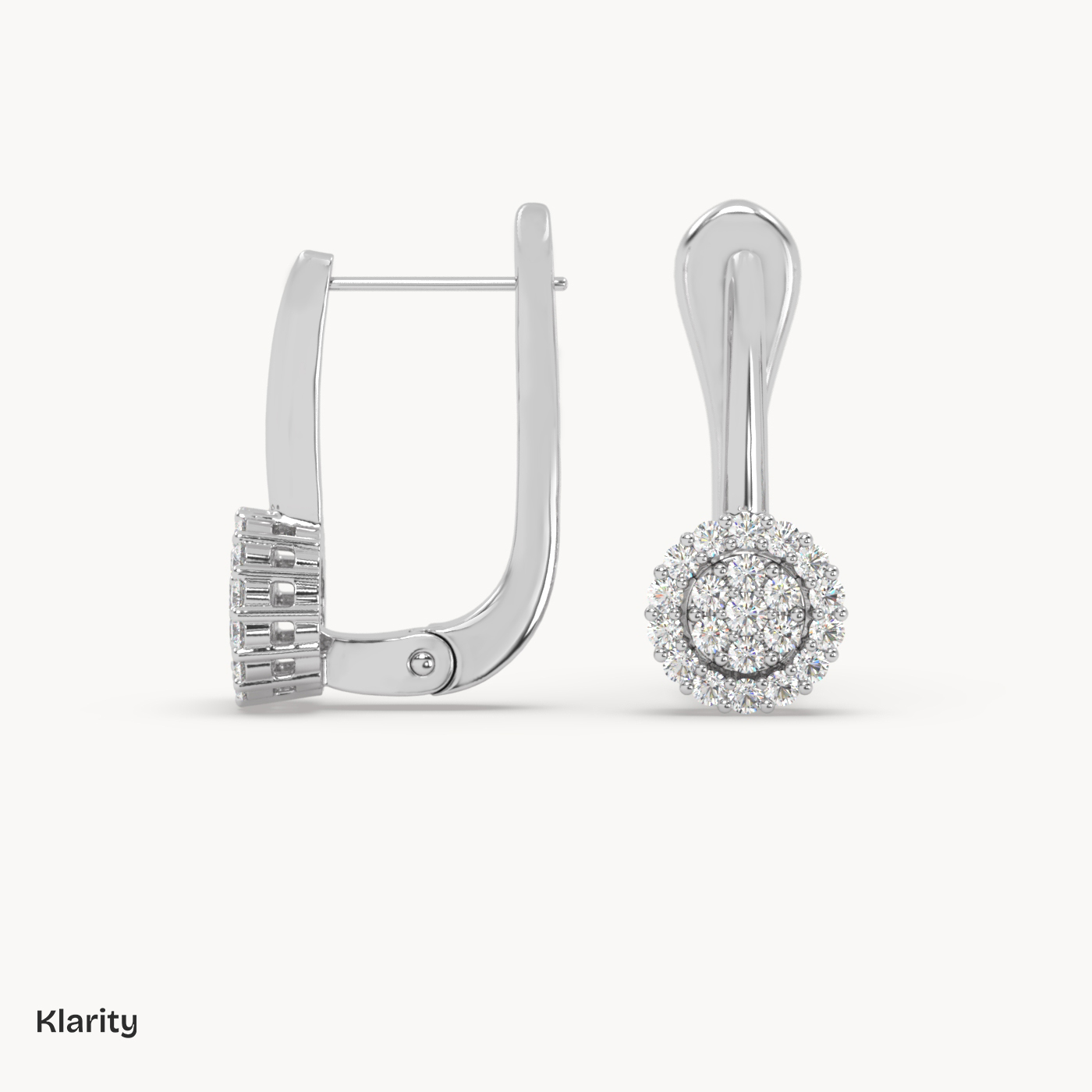 pt platinum  round diamond halo drop earrings