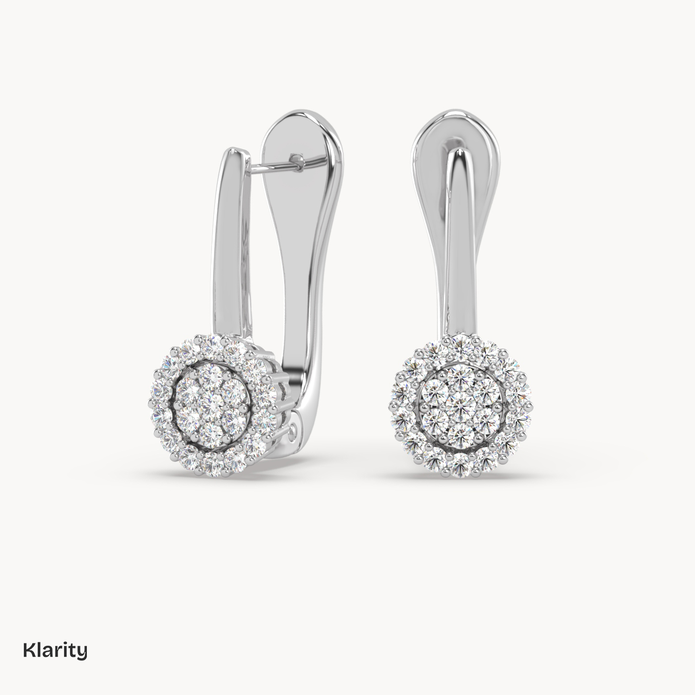 18k white gold  round diamond halo drop earrings Photos & images