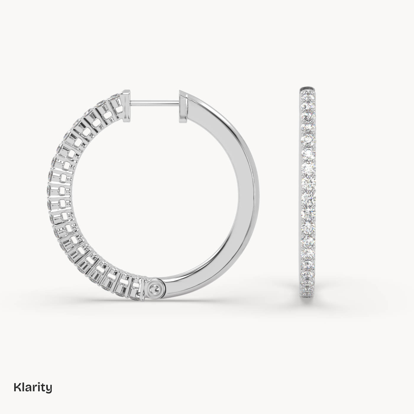 pt platinum  klarity diamond hoop earrings – 0.35 ct total round brilliant hoops in white gold