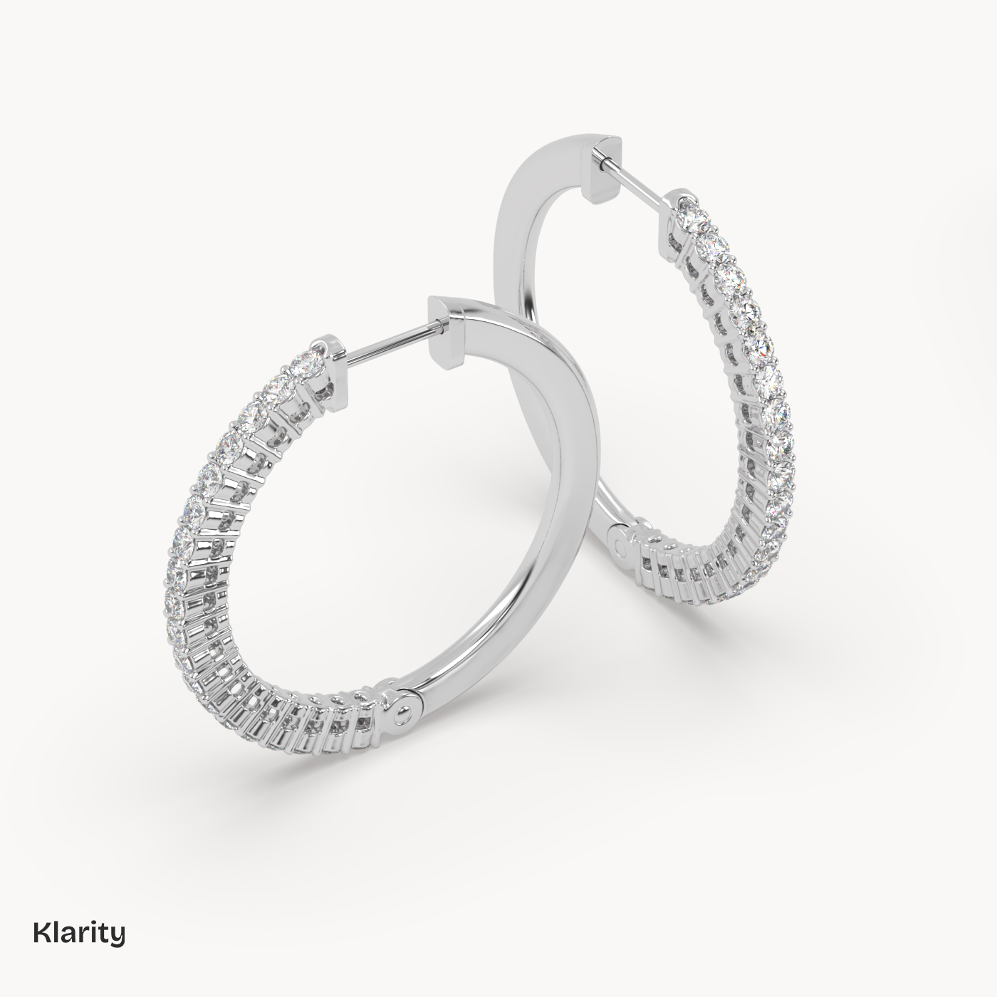 pt platinum  klarity diamond hoop earrings – 0.35 ct total round brilliant hoops in white gold