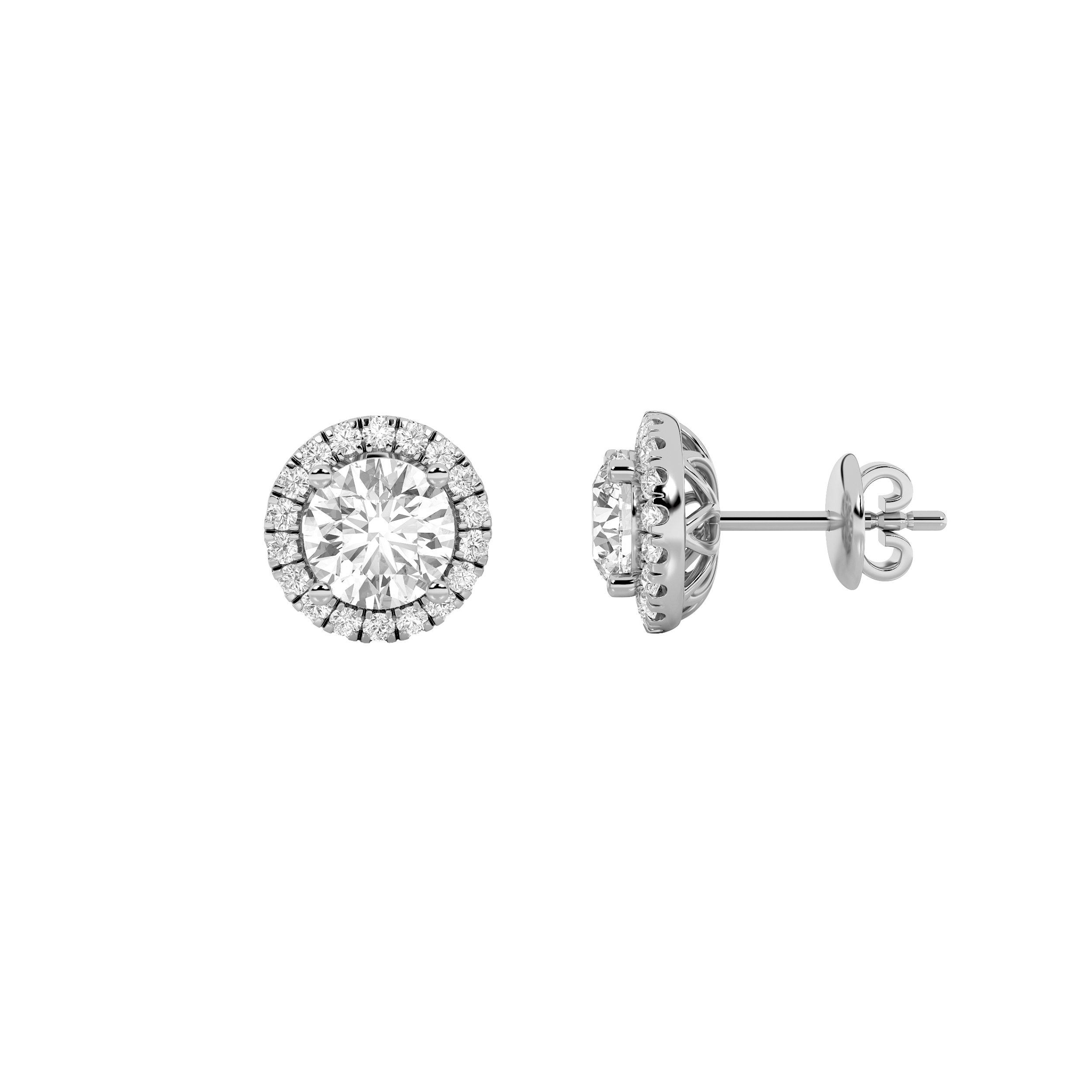 14k yellow gold round lab grown diamond halo stud earrings – 3.00 ct total Photos & images