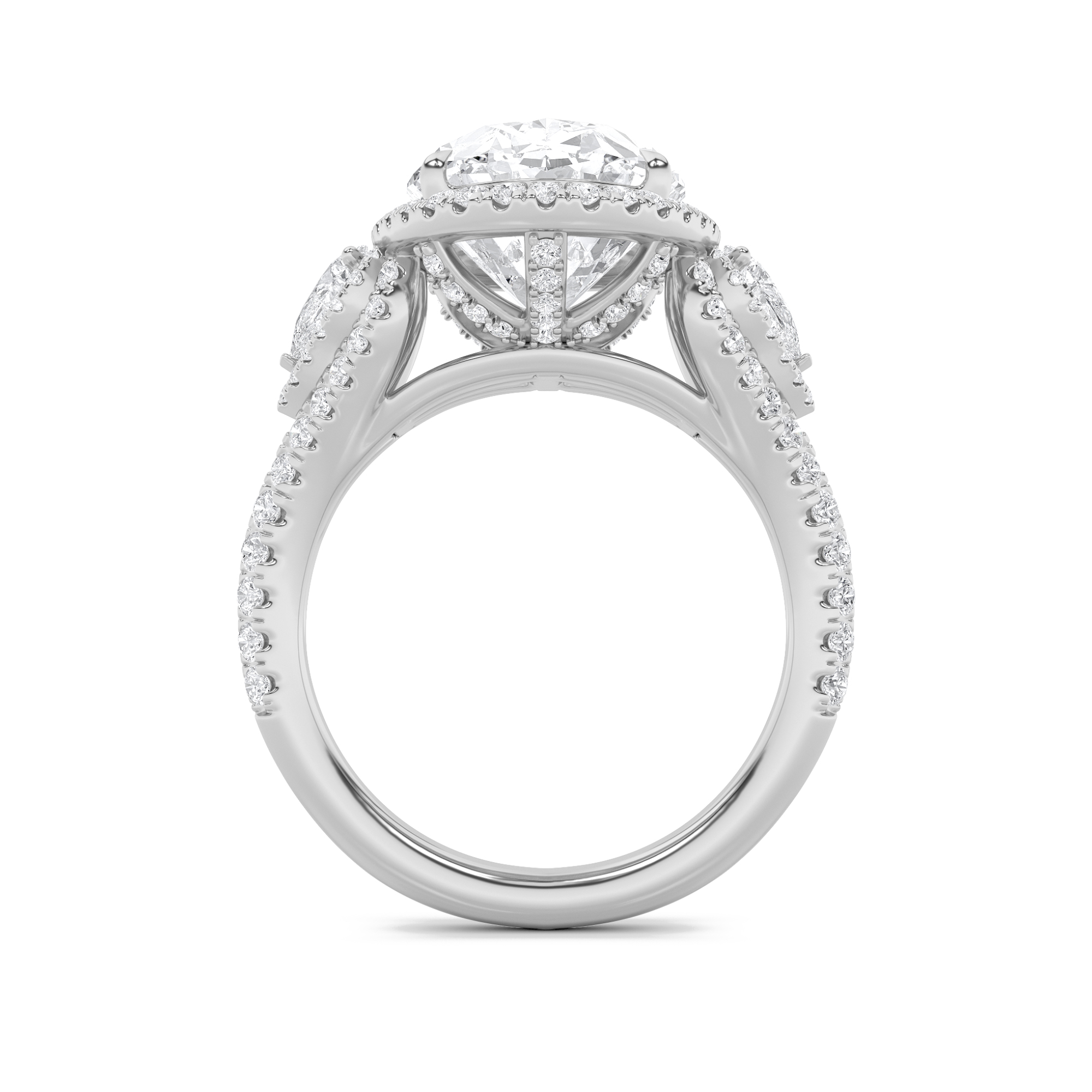 14k white gold  oval lab grown diamond engagement ring – 7.25 ct total in 14k gold