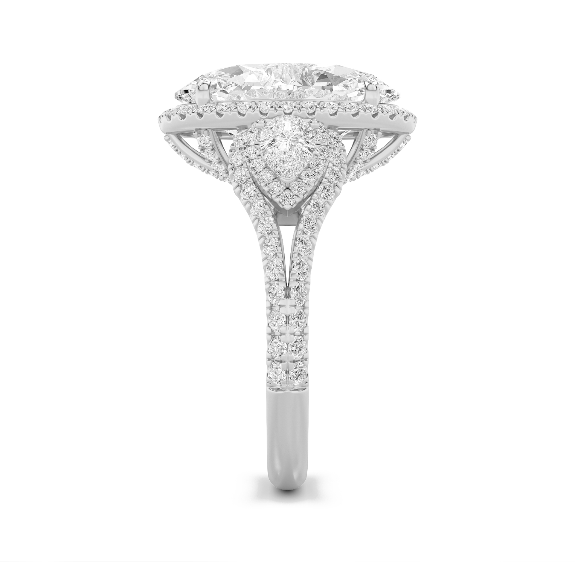 14k white gold  oval lab grown diamond engagement ring – 7.25 ct total in 14k gold