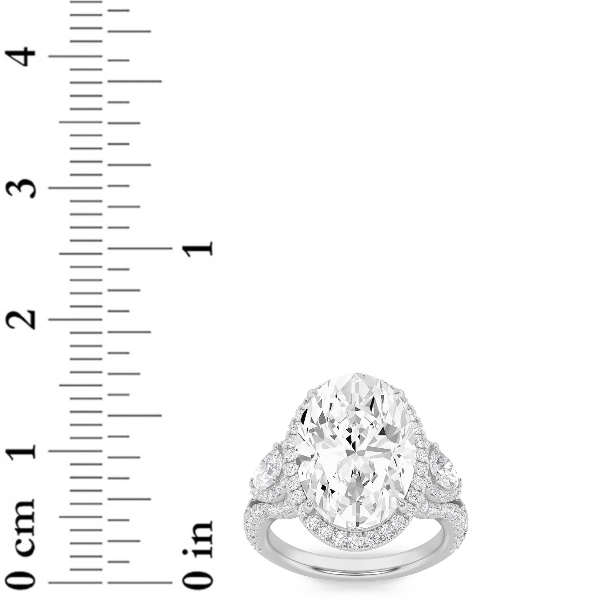 14k white gold  oval lab grown diamond engagement ring – 7.25 ct total in 14k gold