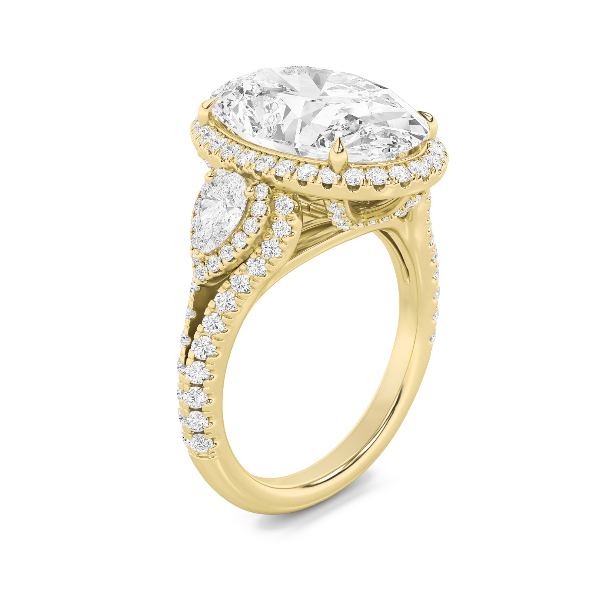 14k yellow gold  oval lab grown diamond engagement ring – 7.25 ct total in 14k gold