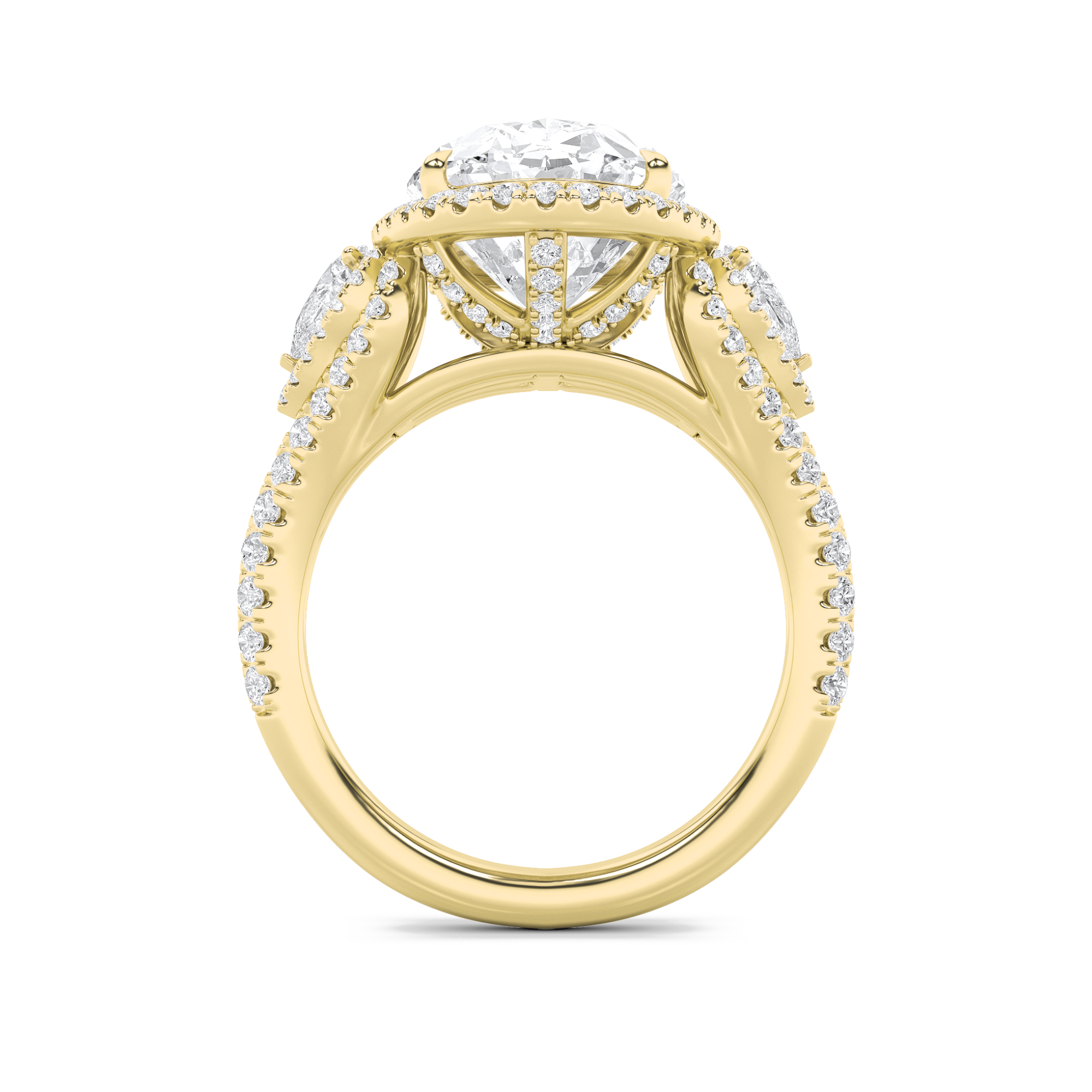 14k yellow gold  oval lab grown diamond engagement ring – 7.25 ct total in 14k gold