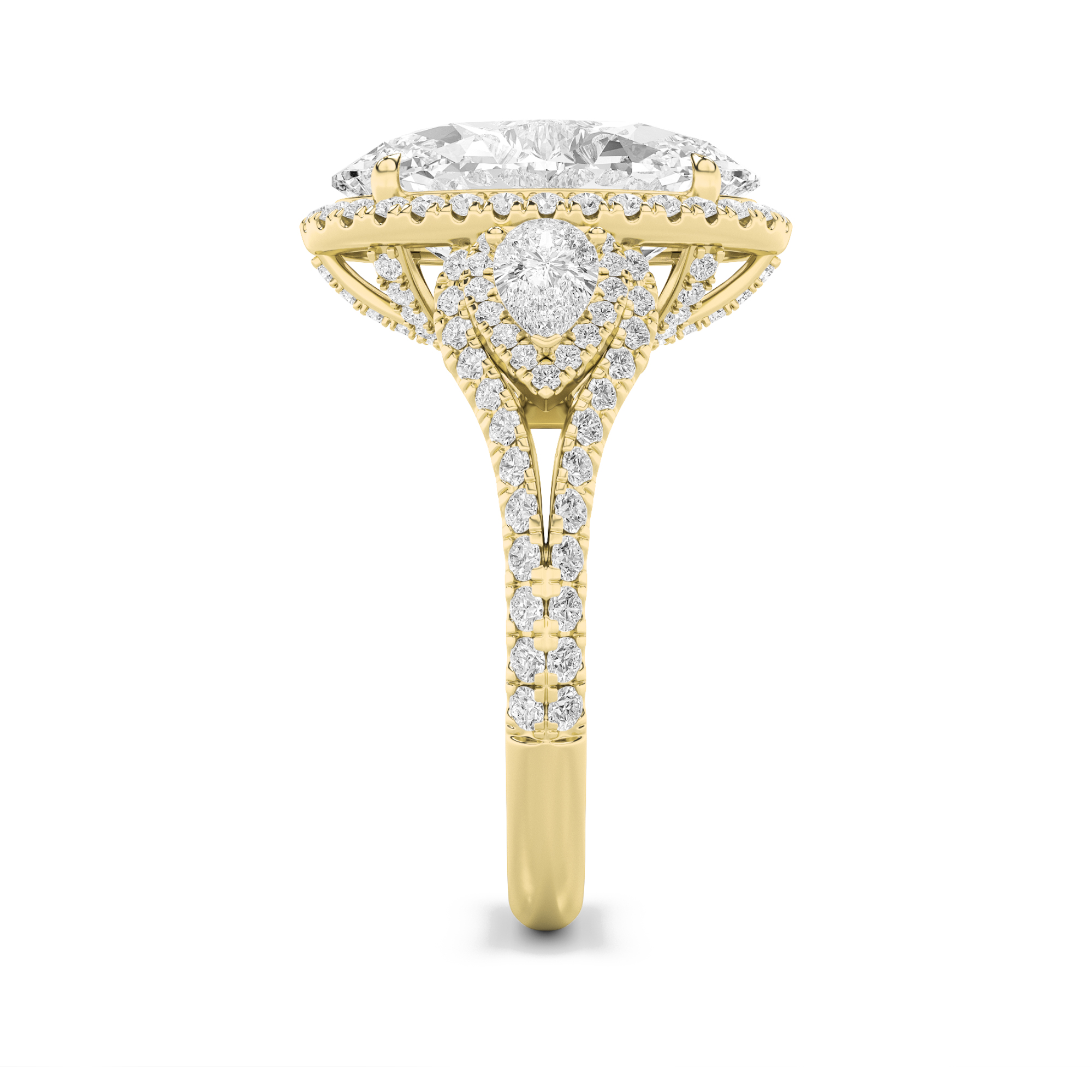 14k yellow gold  oval lab grown diamond engagement ring – 7.25 ct total in 14k gold